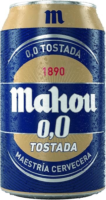 Mahou 0,0 Tostada, Pack de 24 Latas x 33 cl, Cerveza Lager Refrescante, Ligera y Suave, Sabor Auténtico, Cerveza 0.0% Vol Alcohol